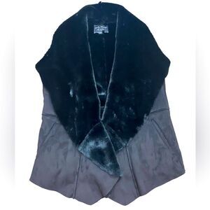 Lucky Brand Faux Fur Black Vest